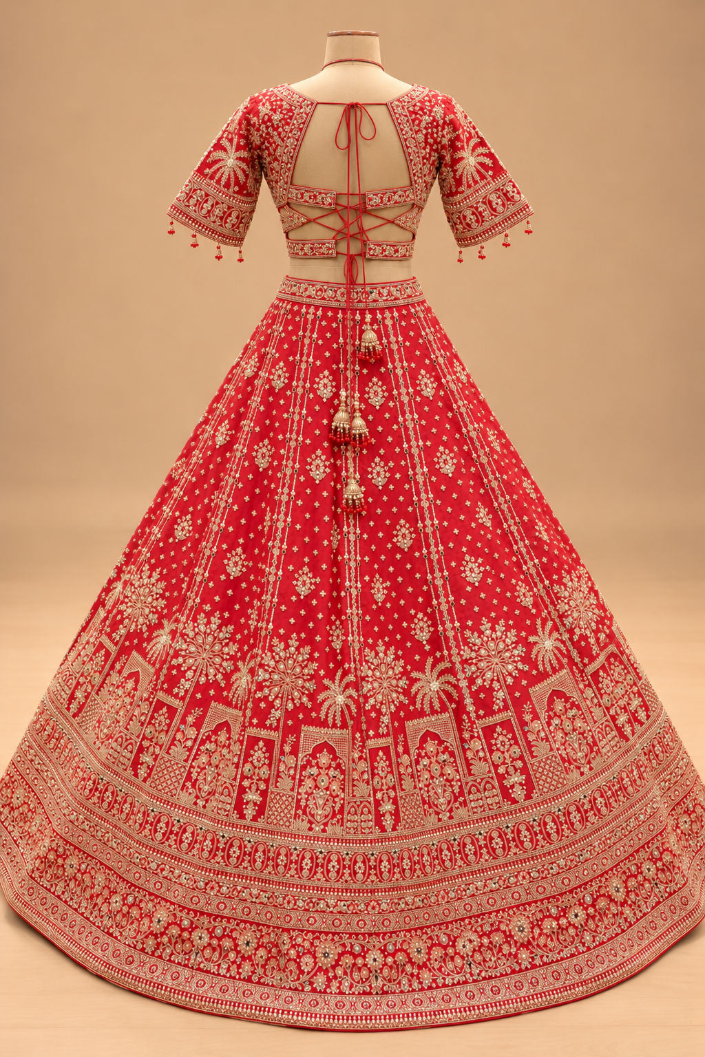 Premium Bridal Red Lehenga with Heavy Gold Embroidery and Designer Dupatta for Women – product view 6