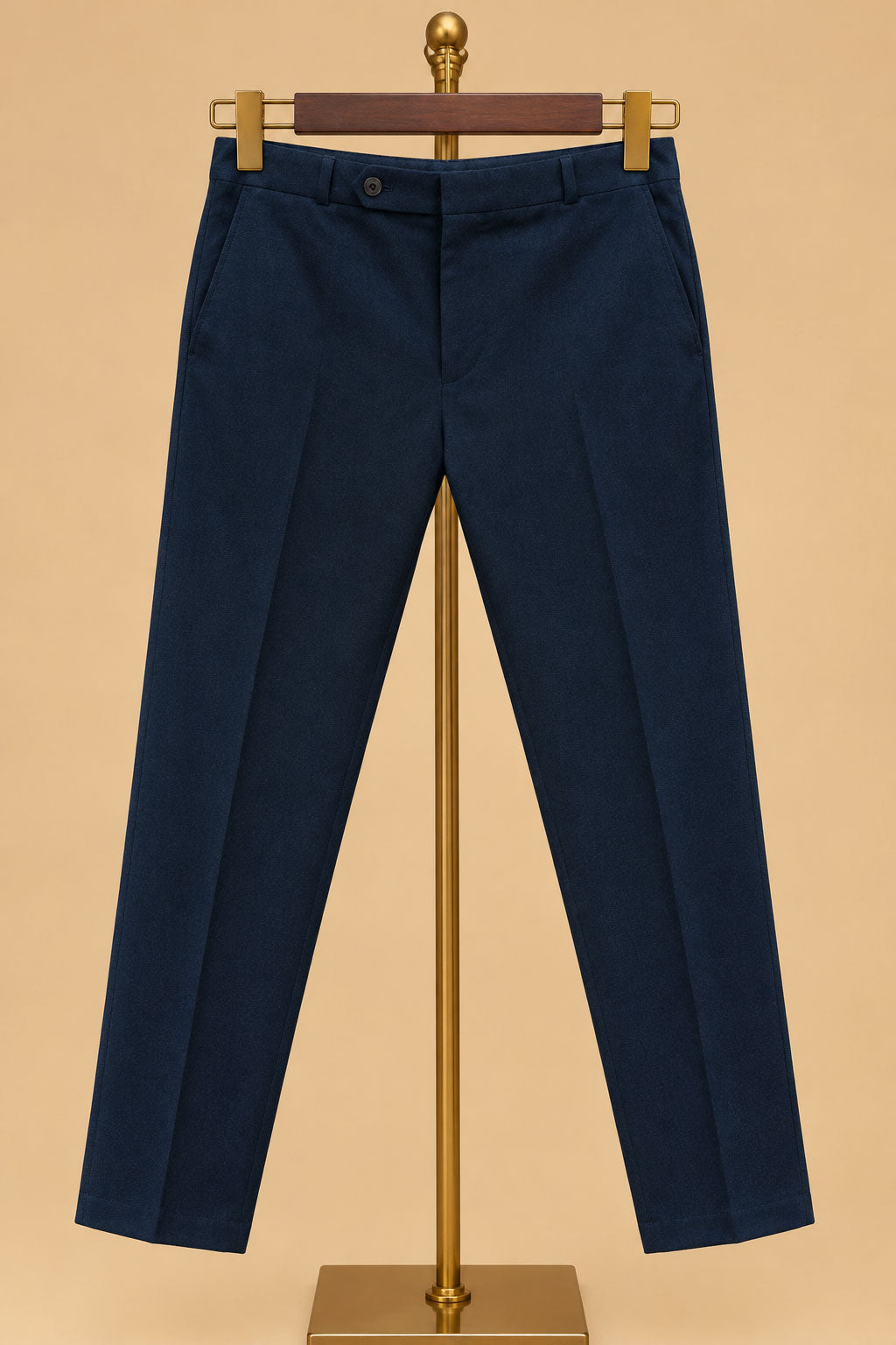 Premium Navy Blue Geometric Pattern Men's Designer Three-Piece Tuxedo Suit with Layered Lapel Detailing