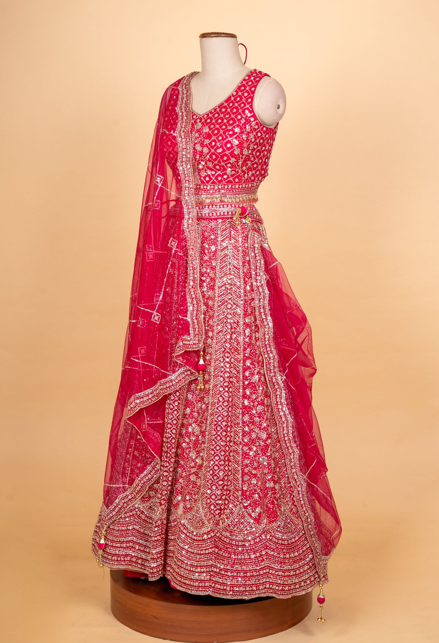 Red Bridal Lehenga Choli for Women with Heavy Embroidery & Net Dupatta – Wedding Designer Lehenga