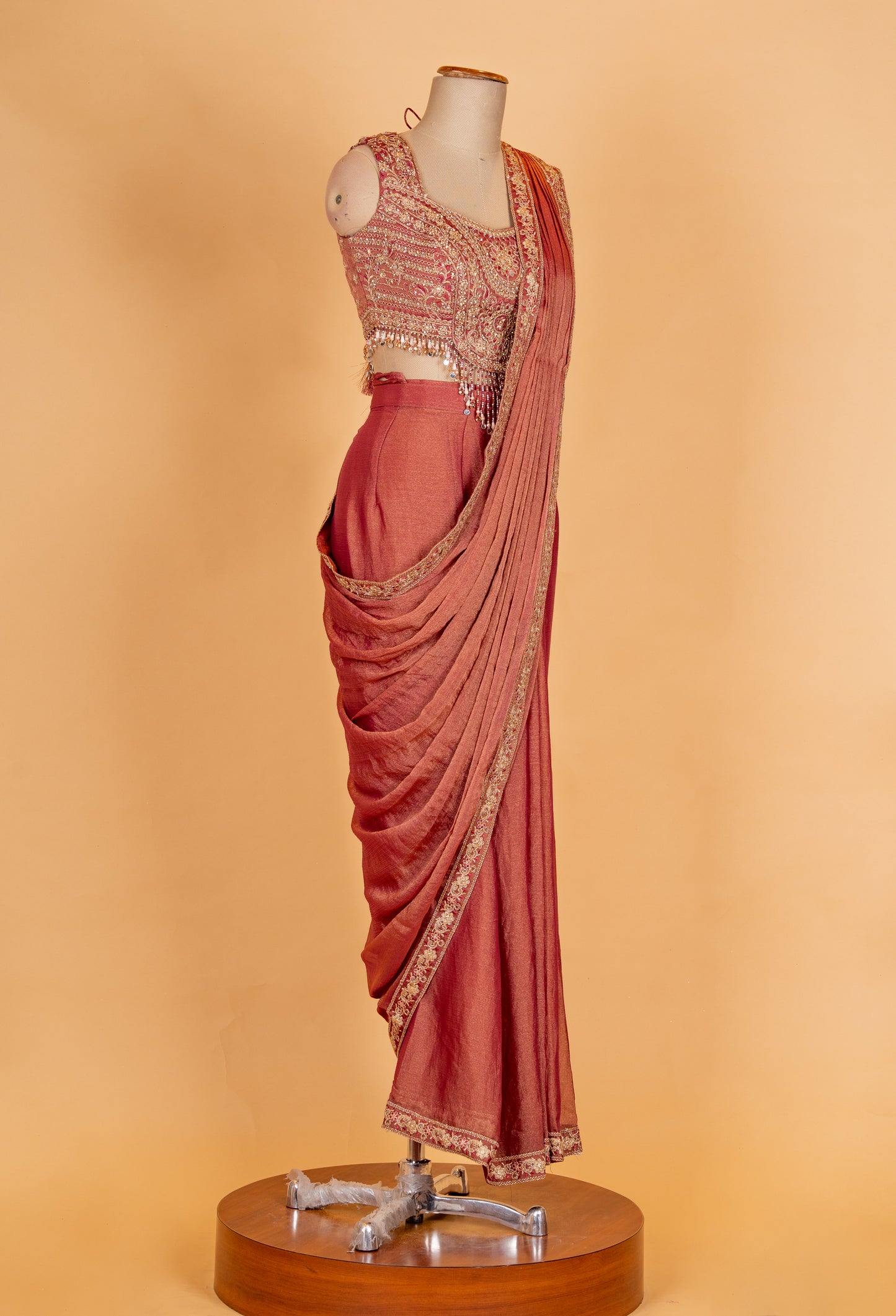 Rust Orange Embroidered Saree with Designer Blouse | Elegant Festive & Party Wear Saree