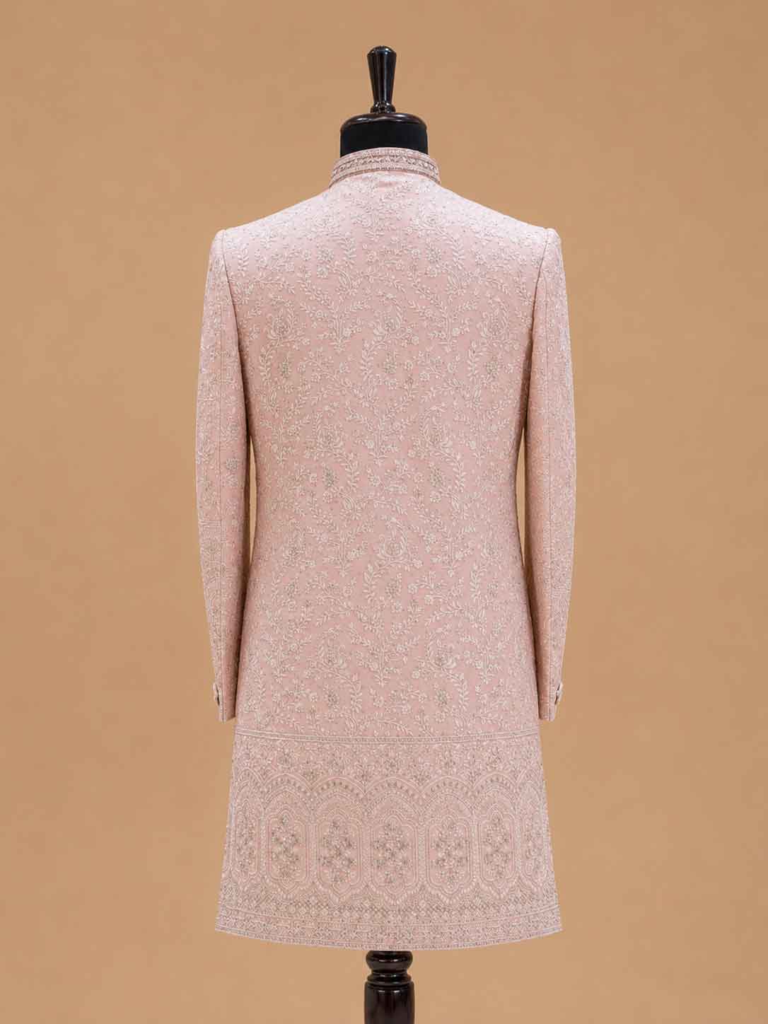 Men's Blush Pink Embroidered Sherwani Set | Premium Designer Wedding & Groom Ethnic Wear