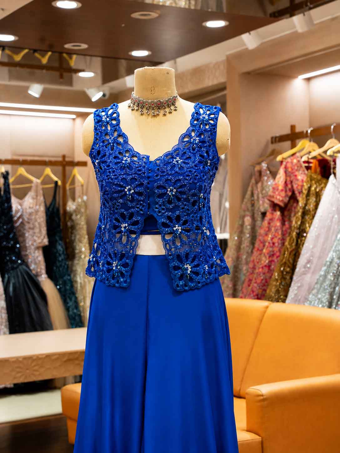Elegant Blue Embroidered Peplum Lehenga Set for Women | Party & Festive Wear
