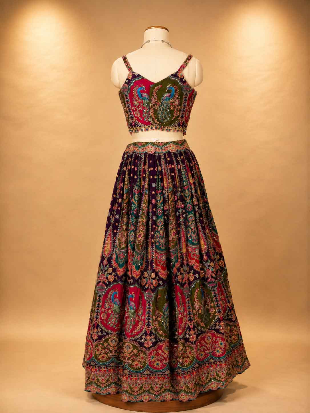Purple Designer Lehenga with Peacock Embroidery & Multicolor Dupatta | Festive & Wedding Wear