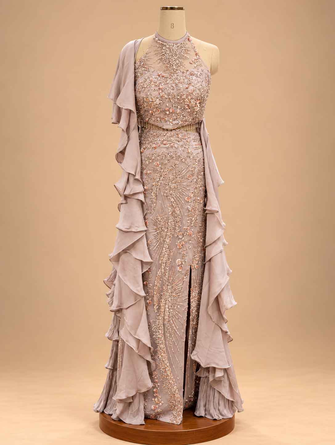 Blush Beige Embellished Gown for Women | Designer Evening & Party Wear