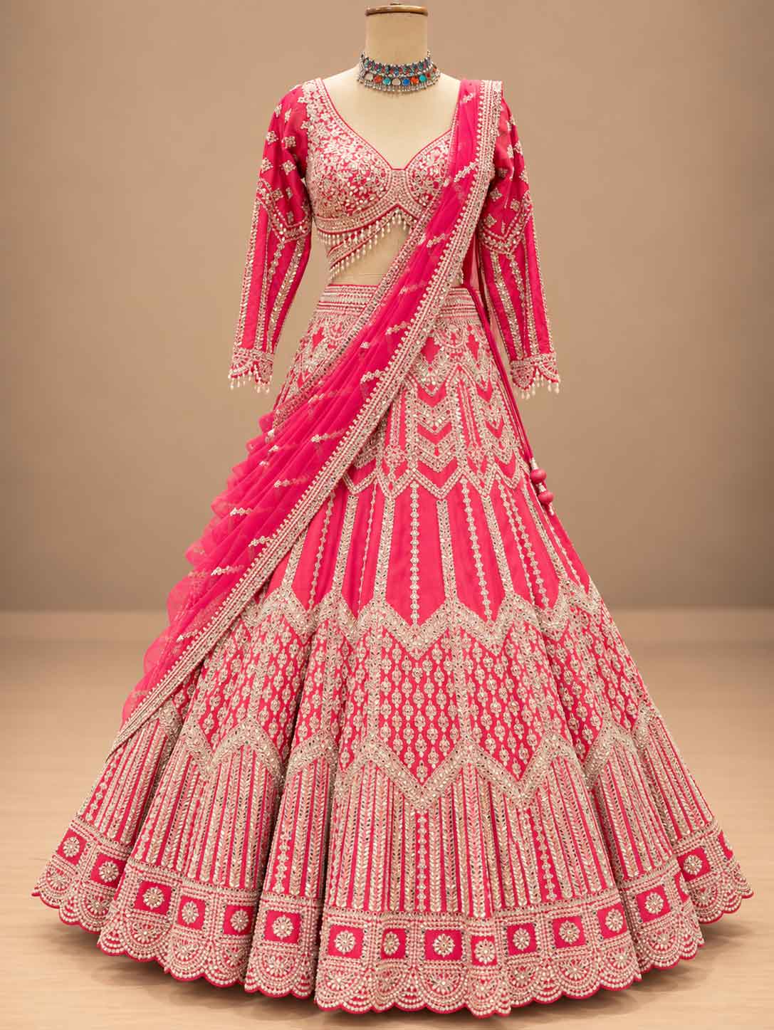 Pink Embroidered Lehenga Set with Dupatta | Women's Wedding & Festive Wear