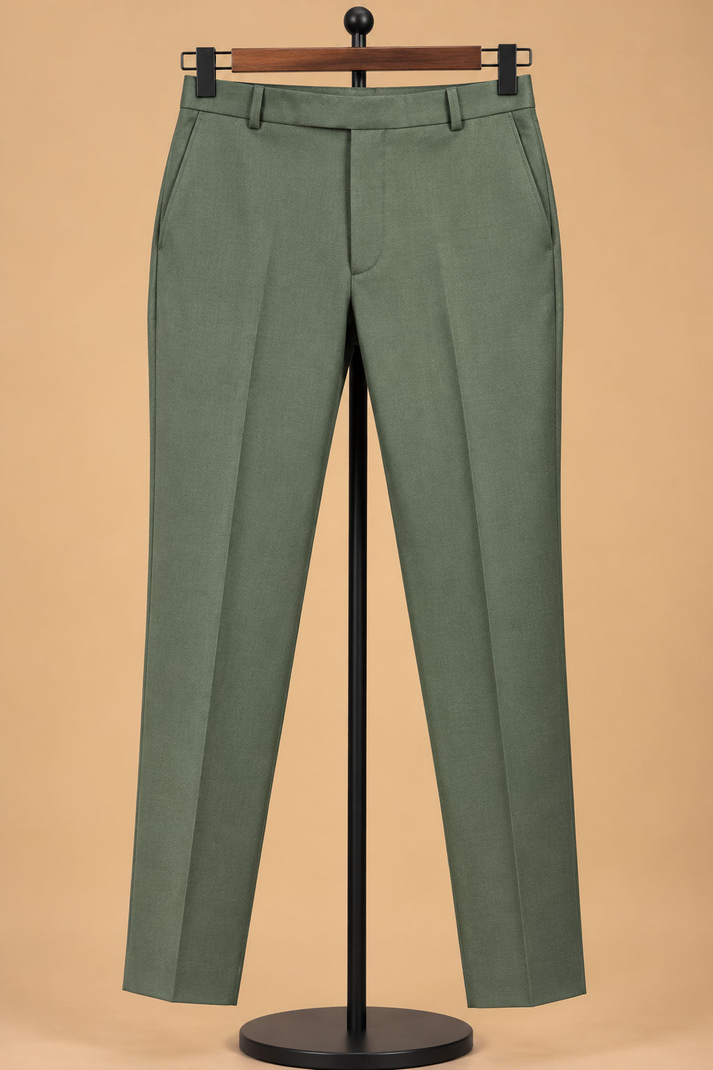 Coordinated beige and olive Indo-Western groom outfit for men