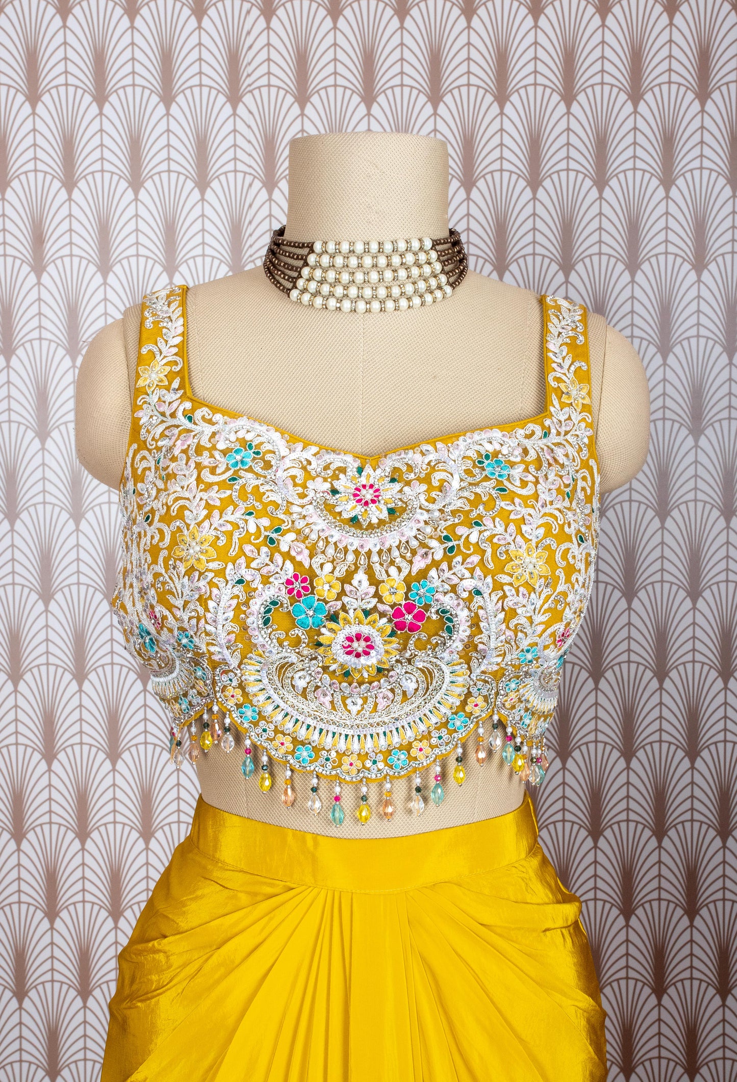 Mustard Yellow Embroidered Cape Lehenga Set for Women – Designer Festive Wear