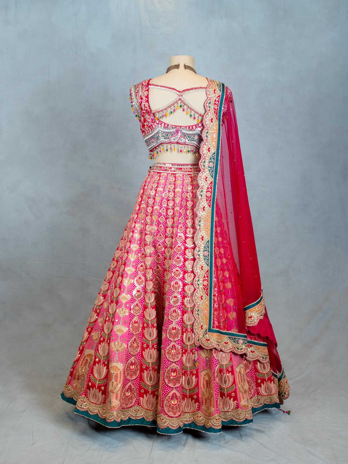 Elegant Pink Embroidered Indian Lehenga Choli with Dupatta – Designer Bridal Wear