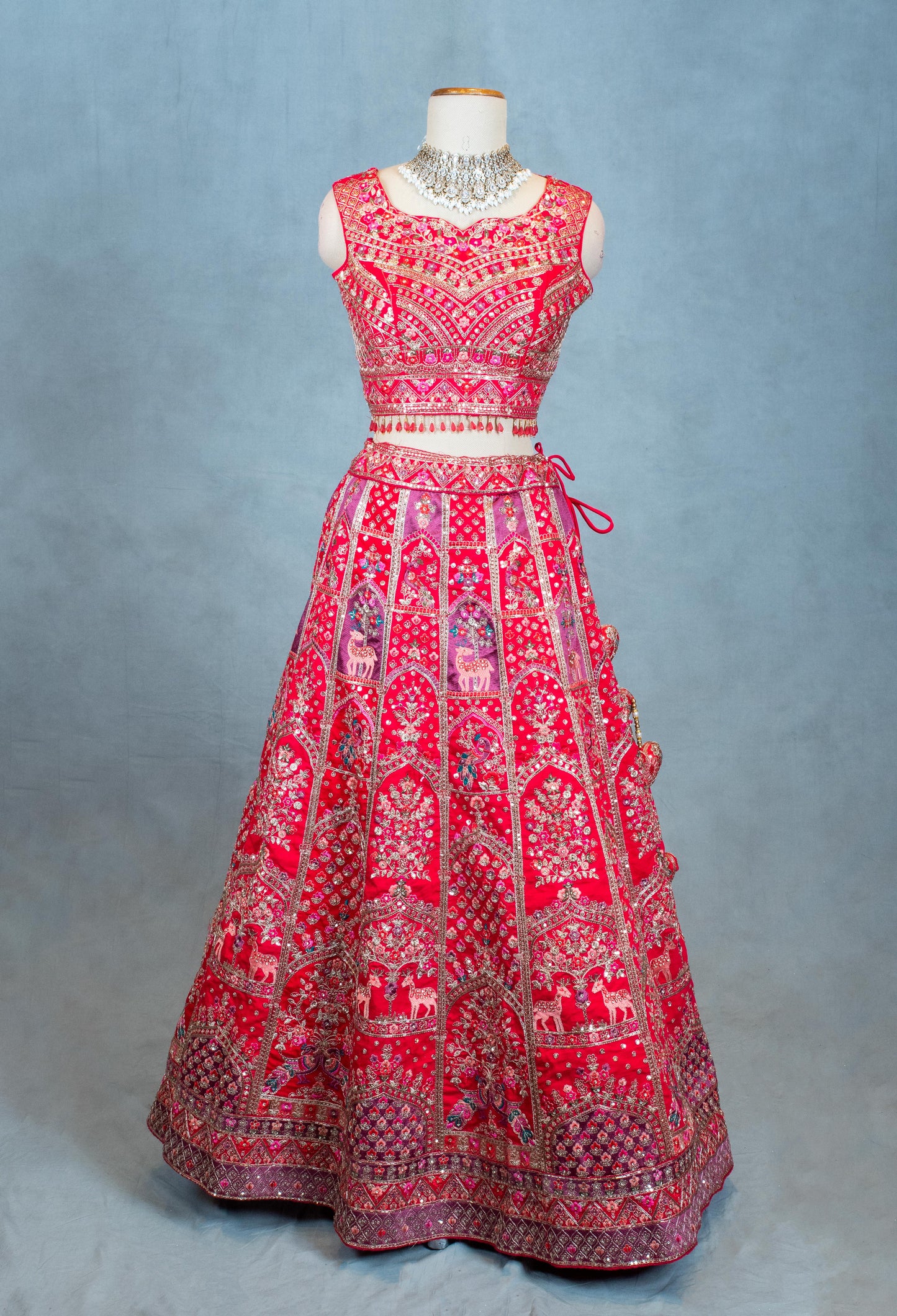 Elegant Red Embroidered Indian Lehenga Choli with Dupatta – Bridal & Festive Wear