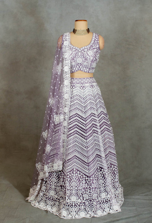 Lavender embroidered lehenga choli with dupatta – product image 2