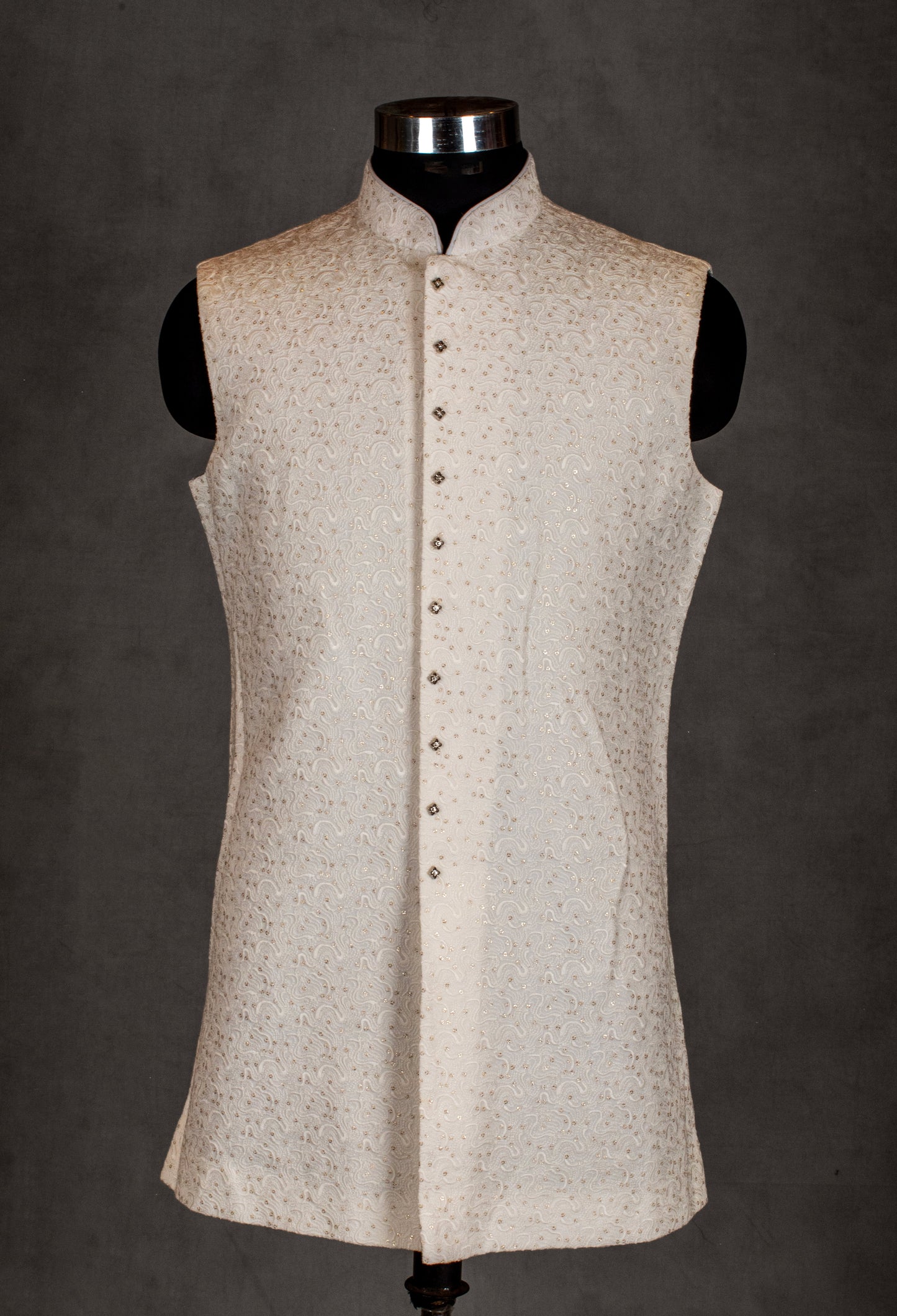 Luxury Silver Embroidered Sherwani for Men | Wedding & Reception Outfit