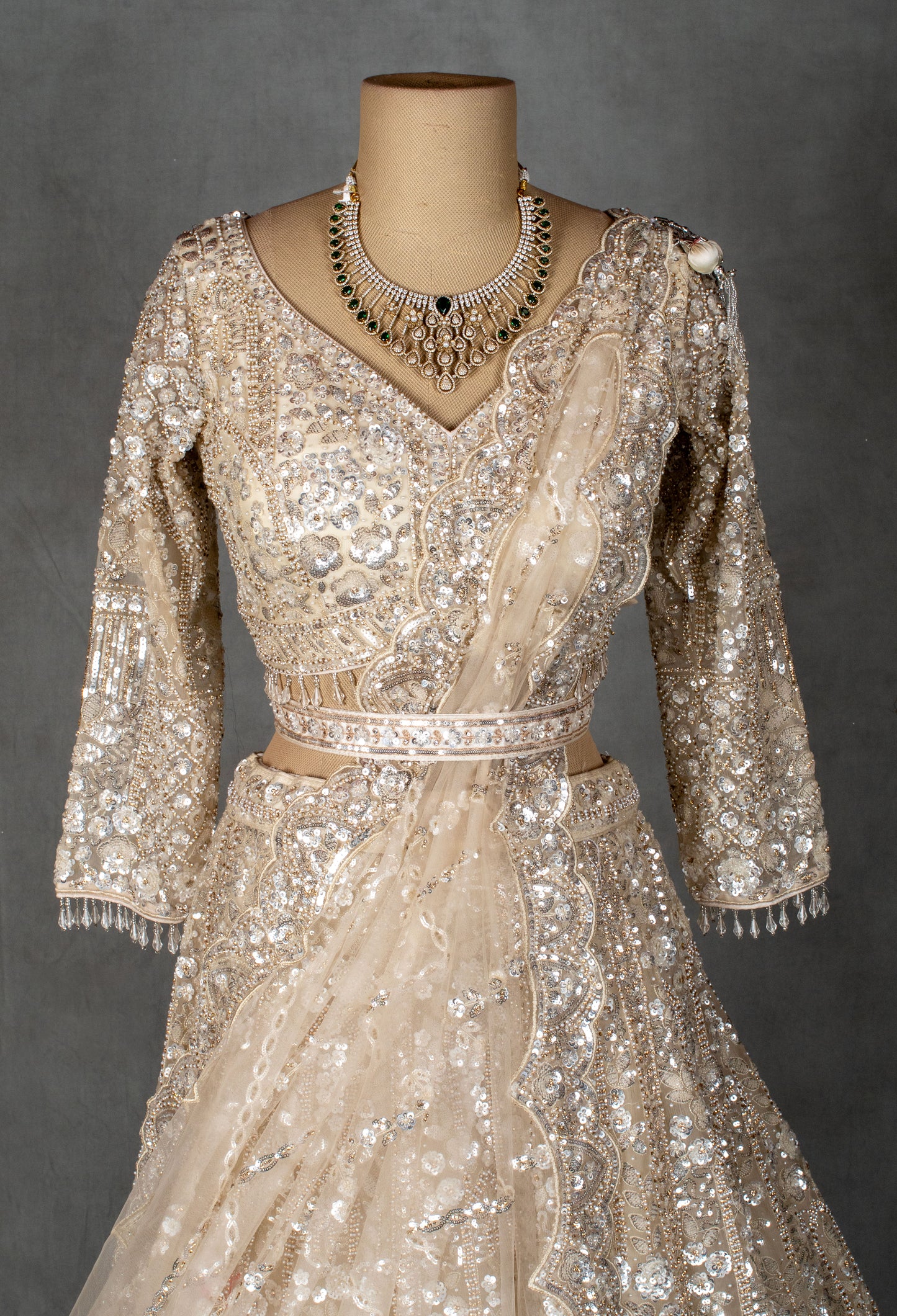 Champagne Gold Embellished Bridal Lehenga