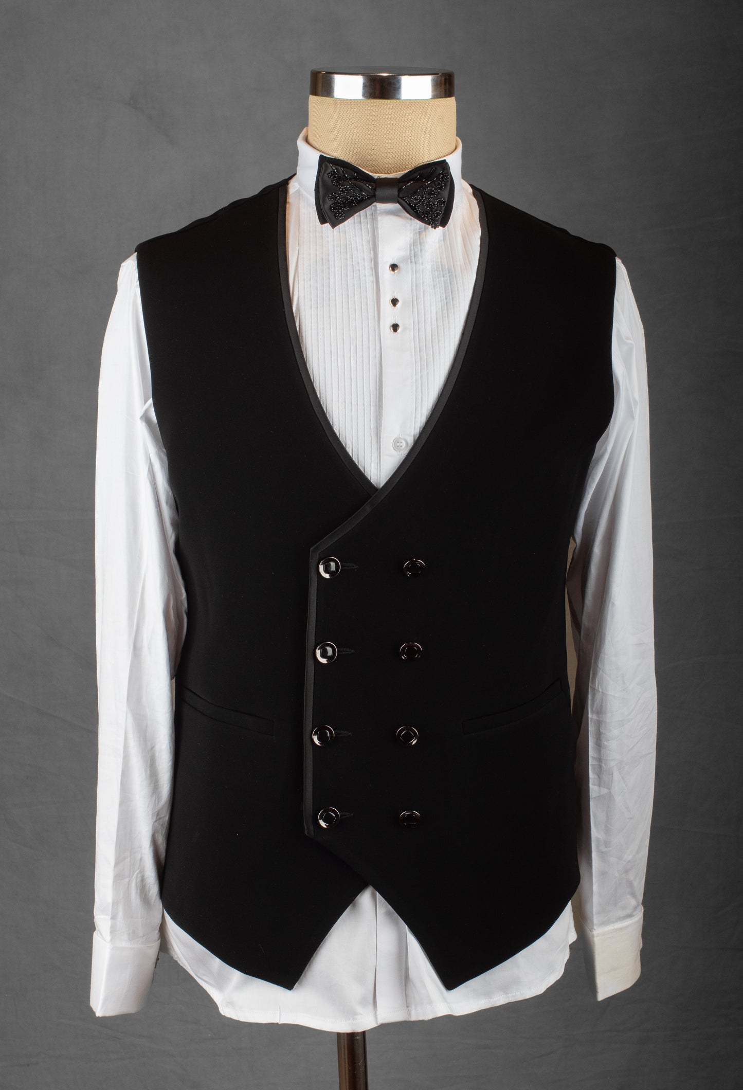 Black Hand-Embroidered Tuxedo Suit for Men – Luxury Reception & Party Wear