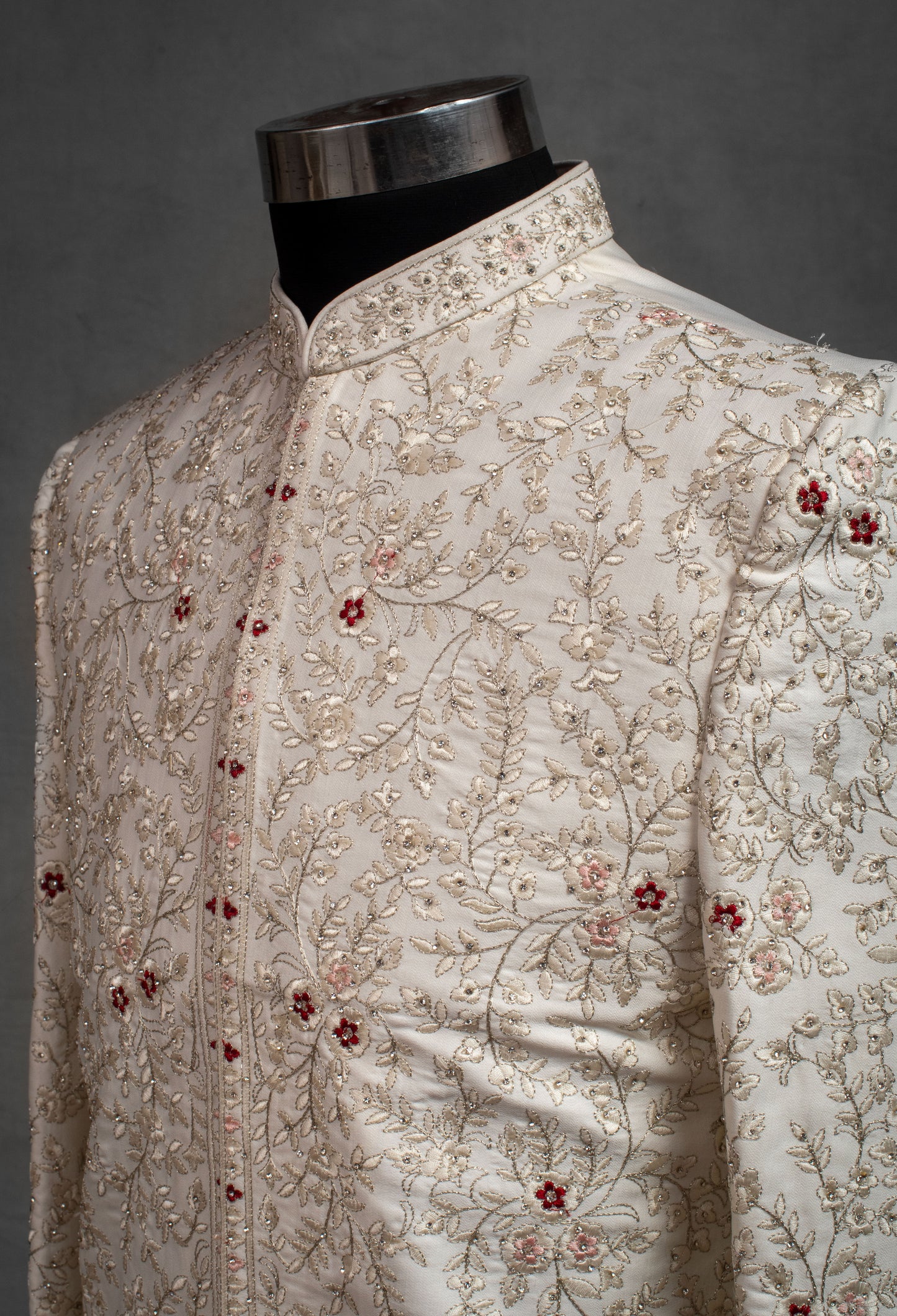 Cream Heavy Embroidered Sherwani for Men