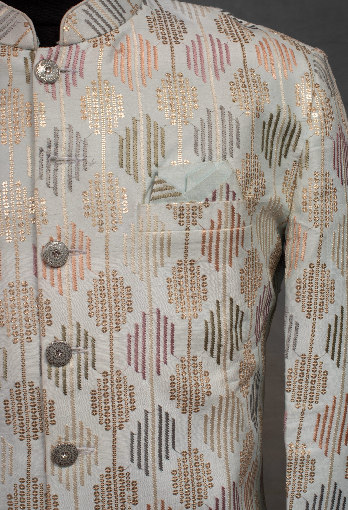Pastel Multi-Tone Jacquard Sherwani for Men