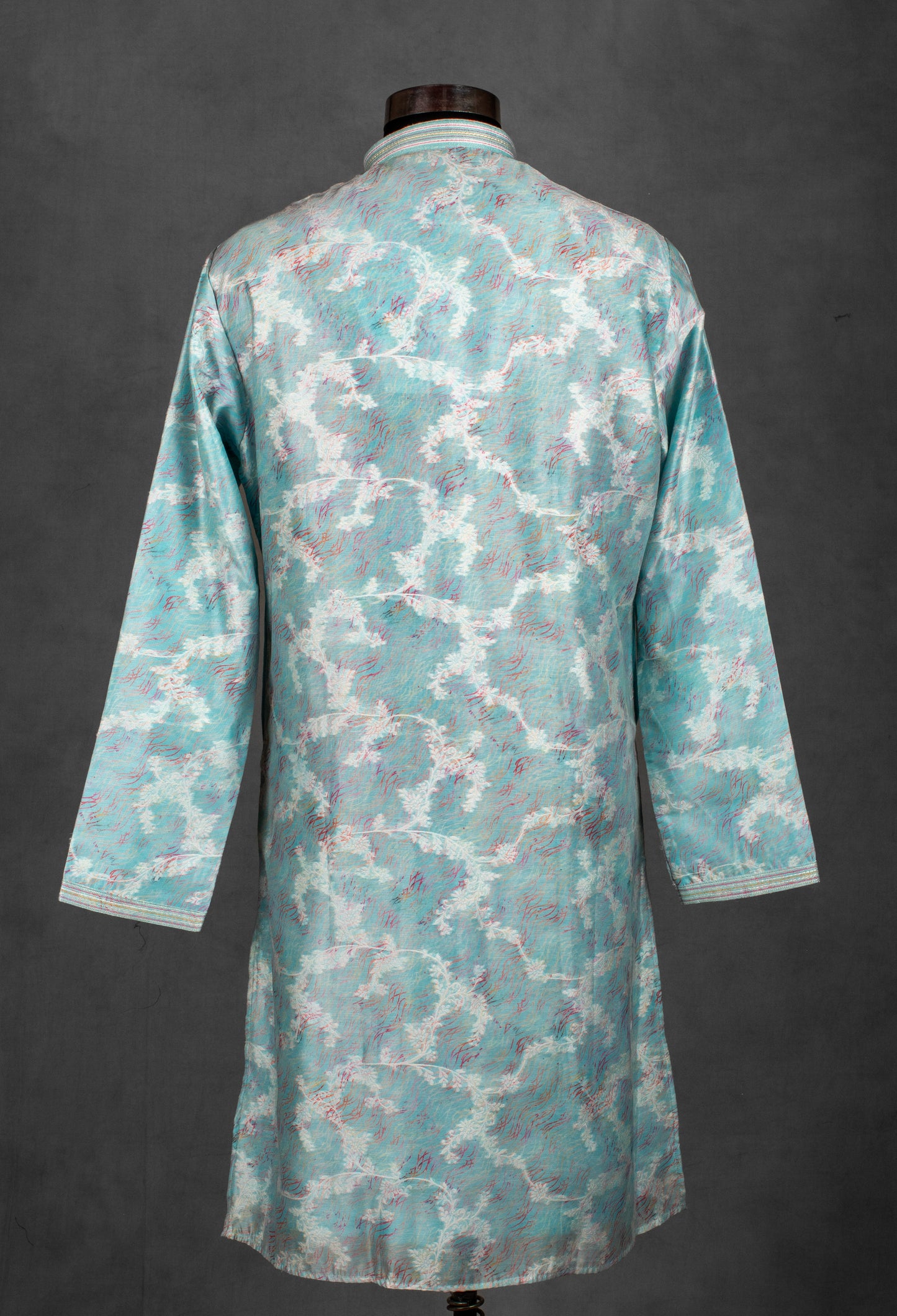 Light Blue Printed Cotton Kurta for Men