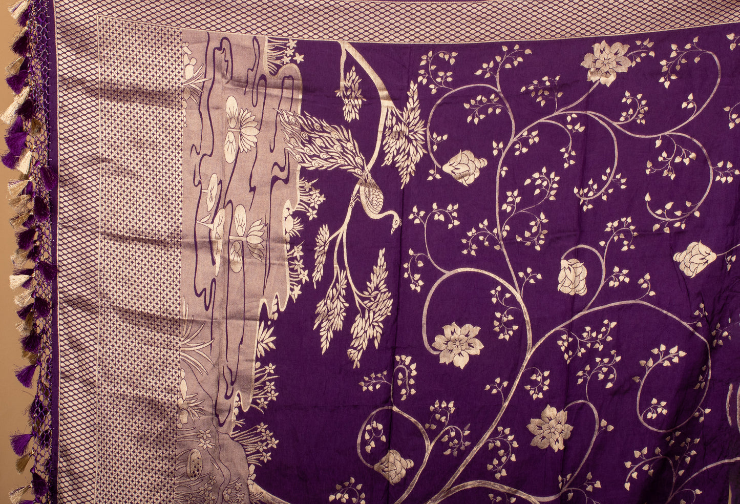 Elegant Banarasi Silk Lehenga Set – Royal Purple | Zari Weave With Crop Top & Dupatta