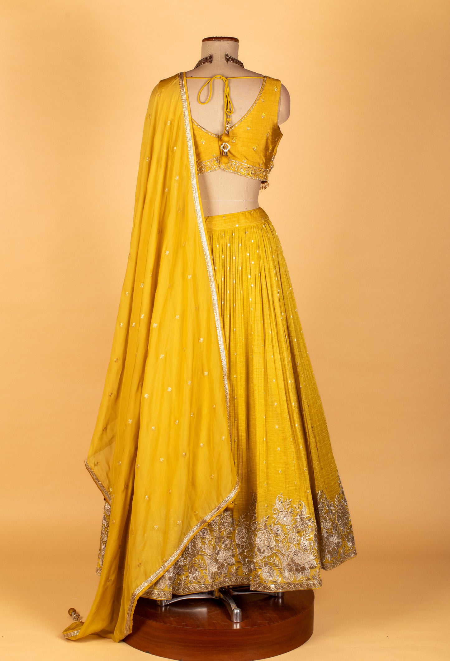Sunshine Yellow Sequin & Thread Embroidered Crop-Top Lehenga Set
