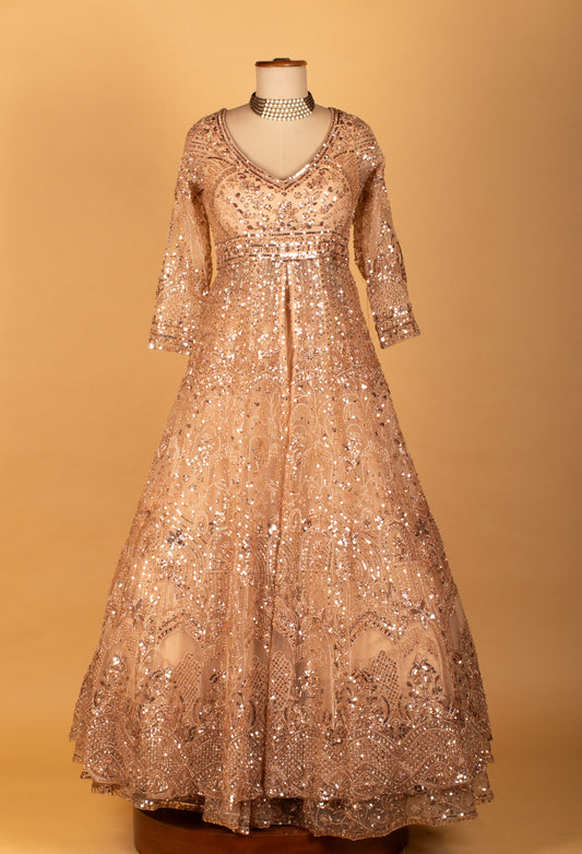 Champagne gold heavy embellished bridal gown – product image 2