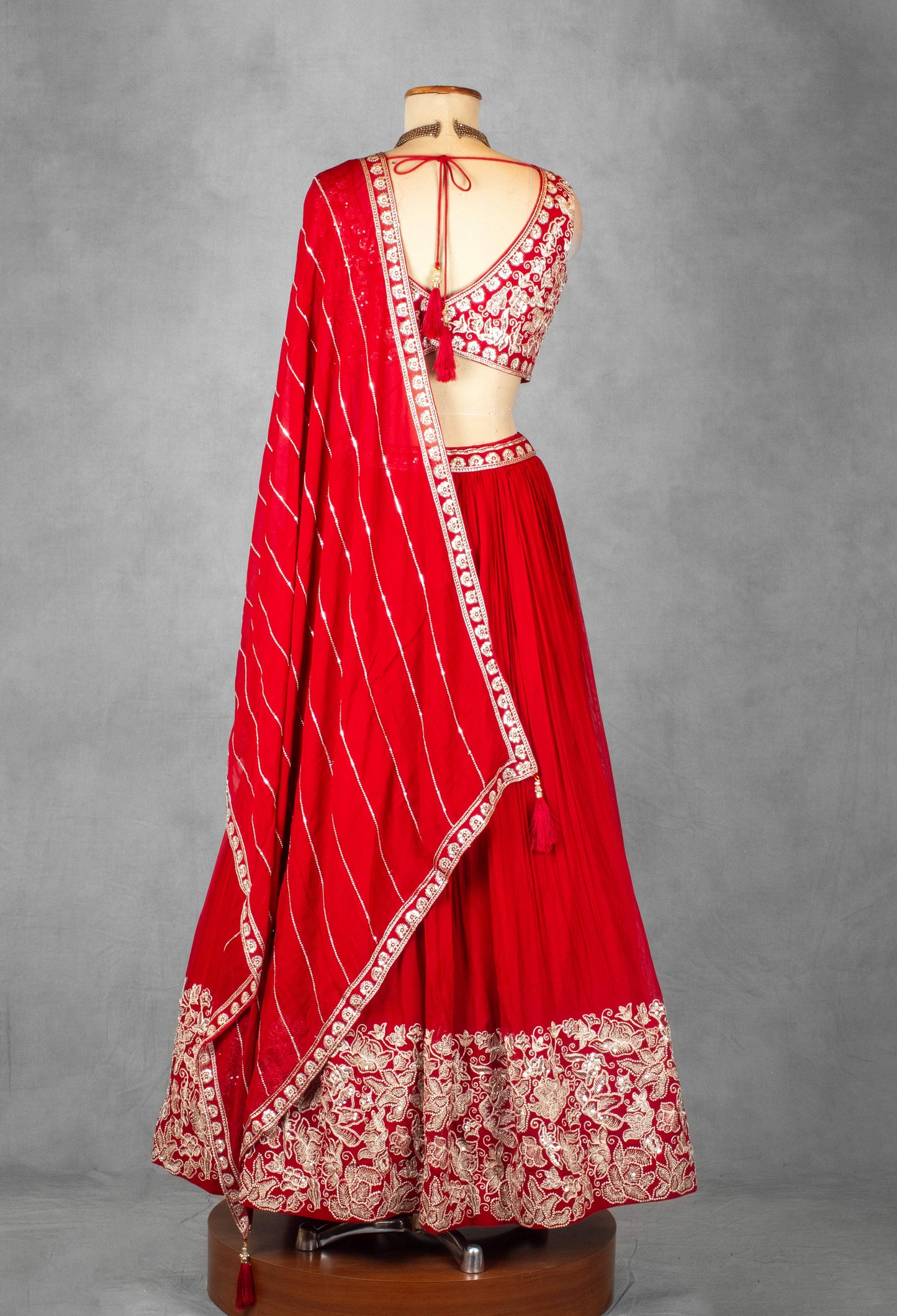 Red Bridal Embroidered Lehenga Set with Heavy Zari & Sequin Work