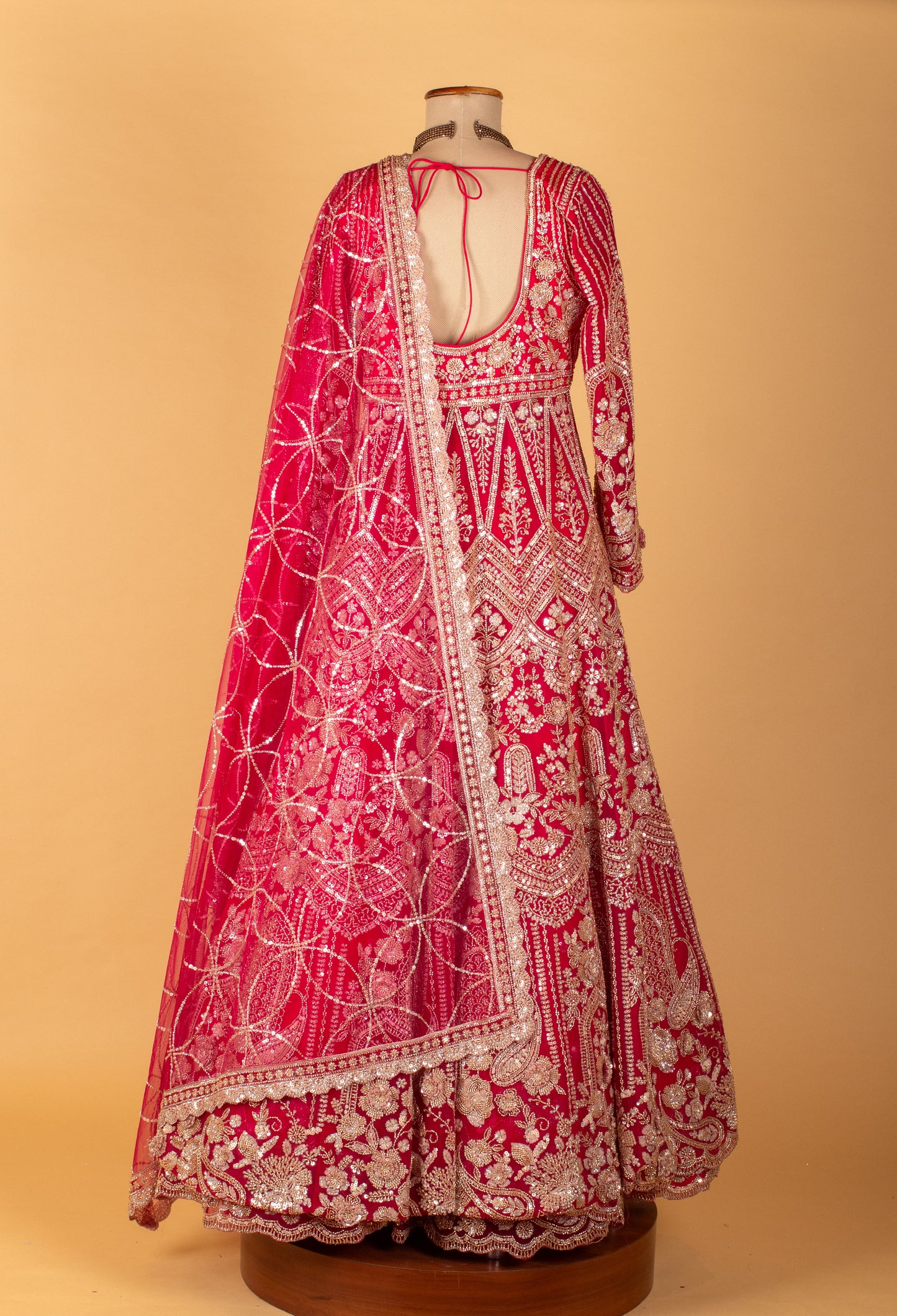 Bridal Red Heavy Zari Embroidered Anarkali Gown with Designer Dupatta