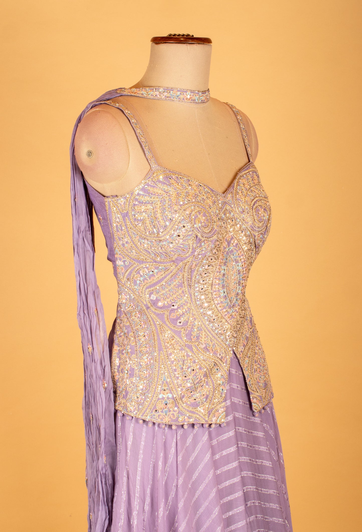 Lavender Straight Cut Indo-Western Gown with Heavy Sequin Embellishment – Reception & Party Wear