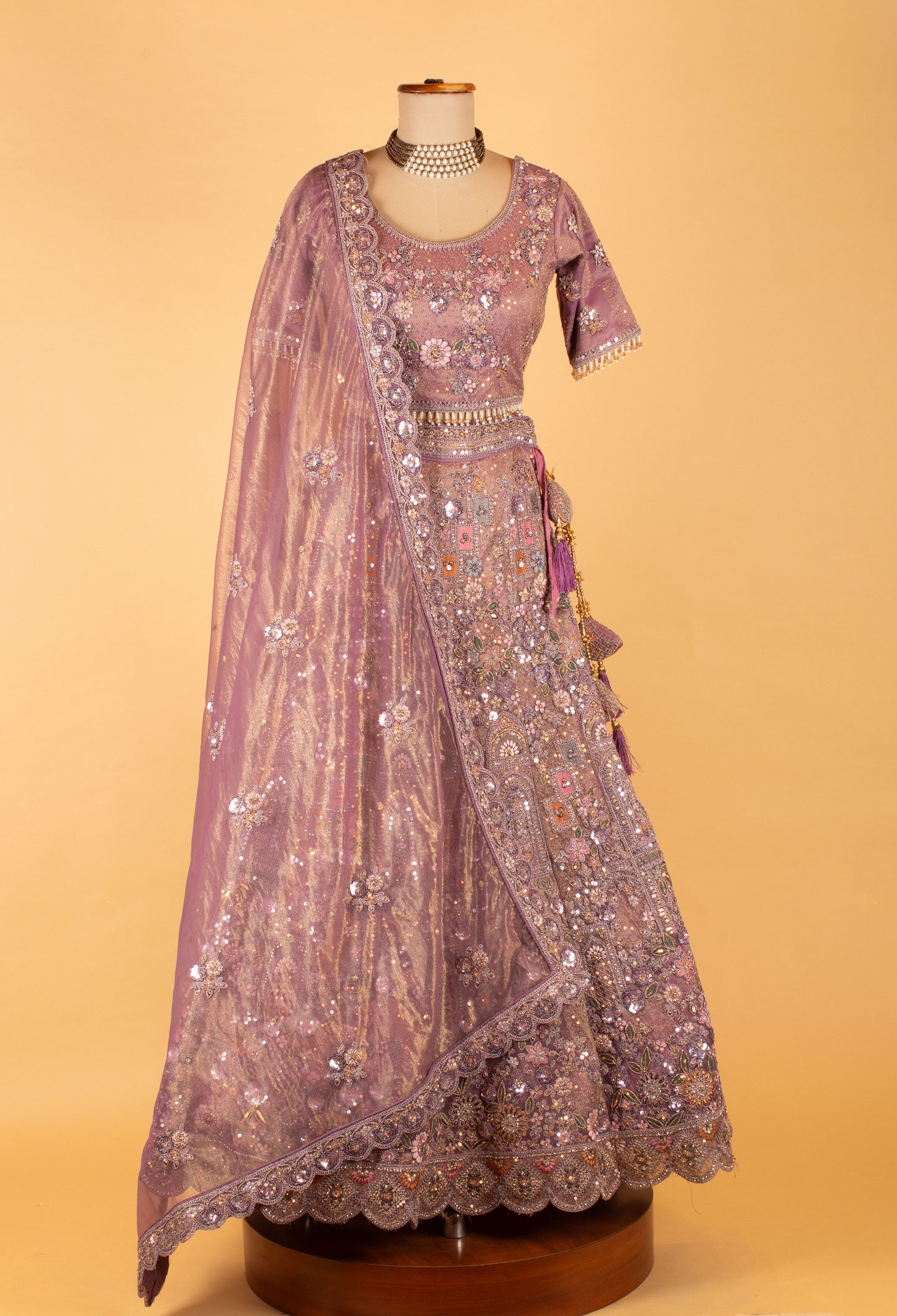 Lavender Heavy Embellished Bridal Lehenga Choli with Dupatta – Wedding & Reception Wear
