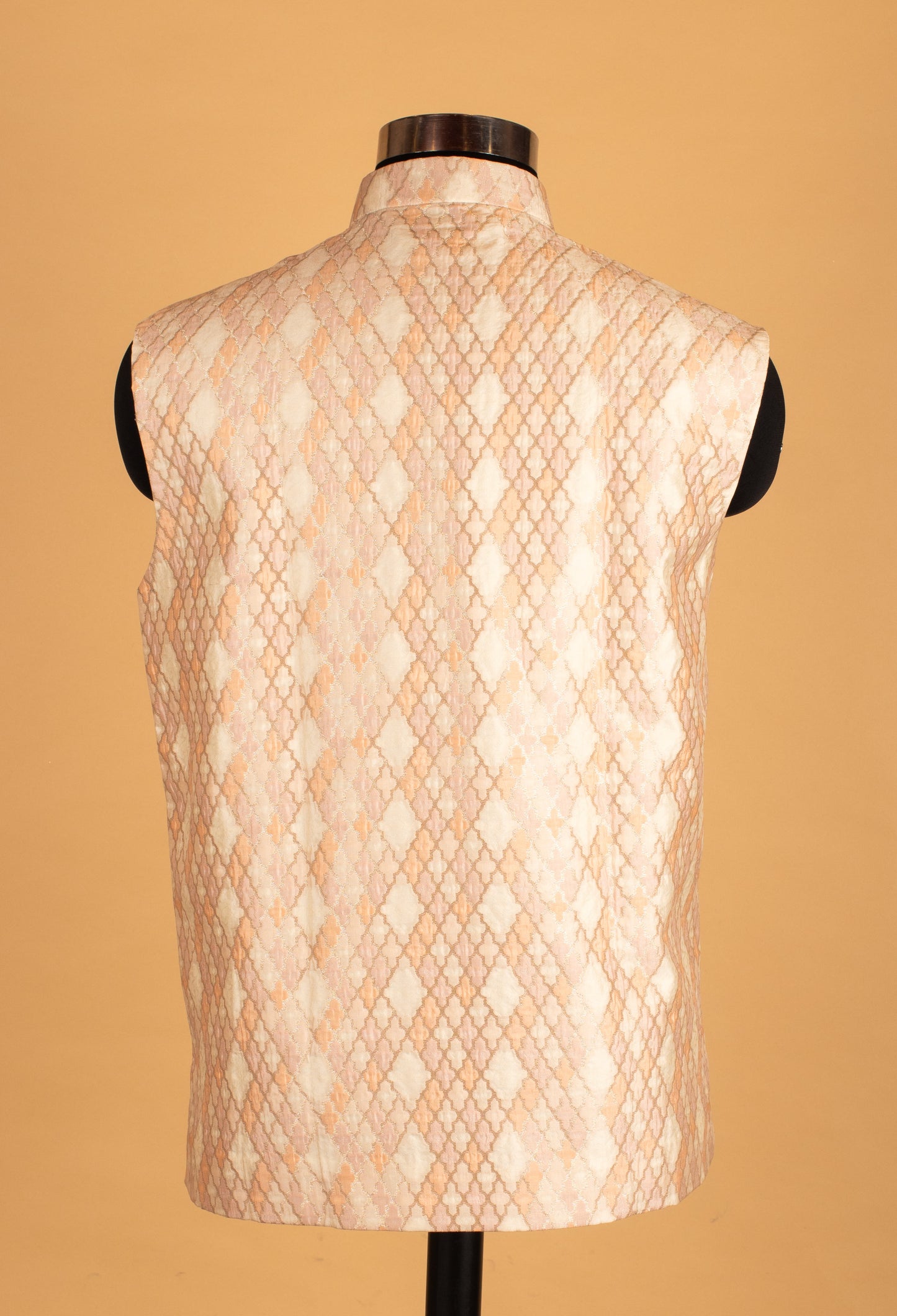 Men’s Peach & Ivory Textured Nehru Jacket
