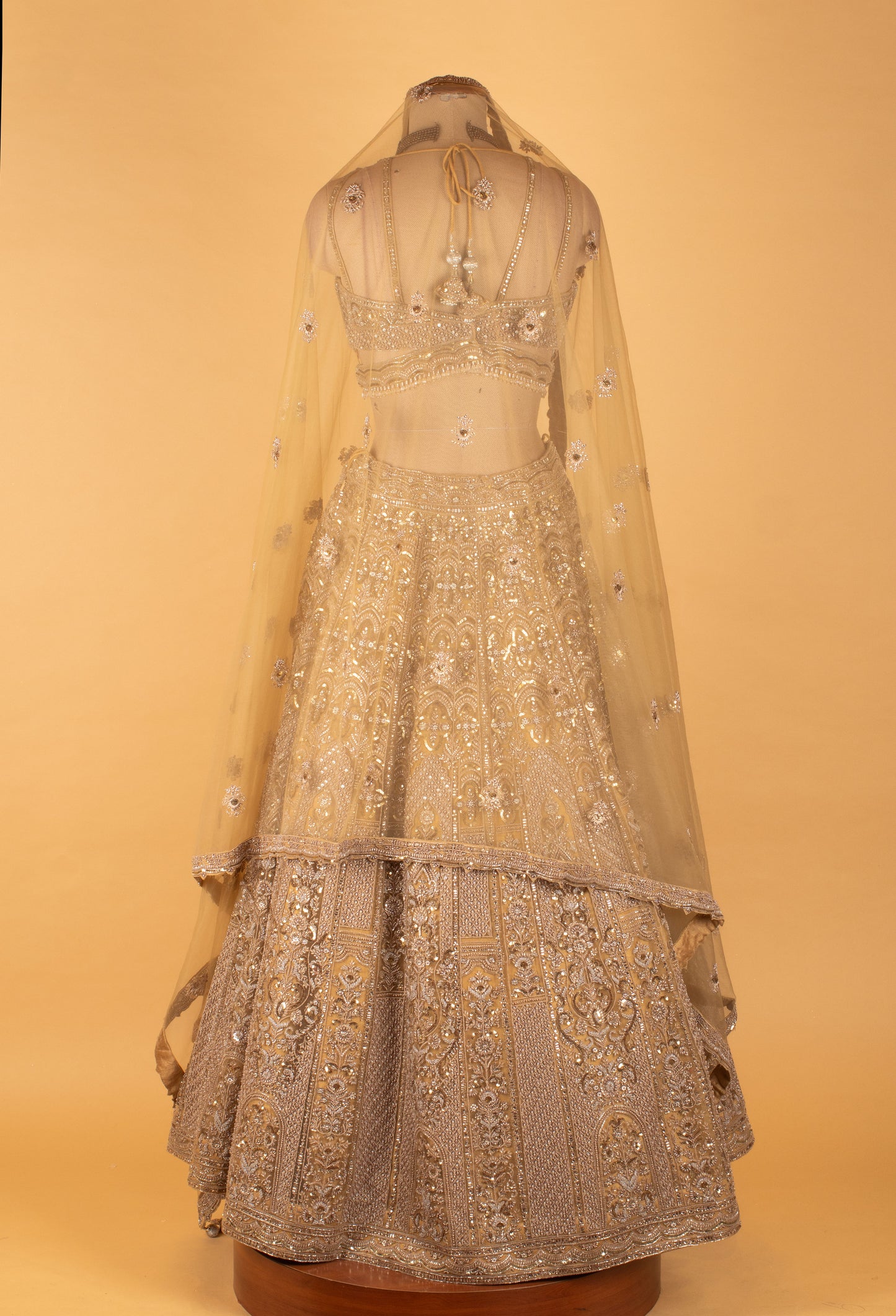 Champagne Gold Bridal Lehenga Choli with Net Dupatta