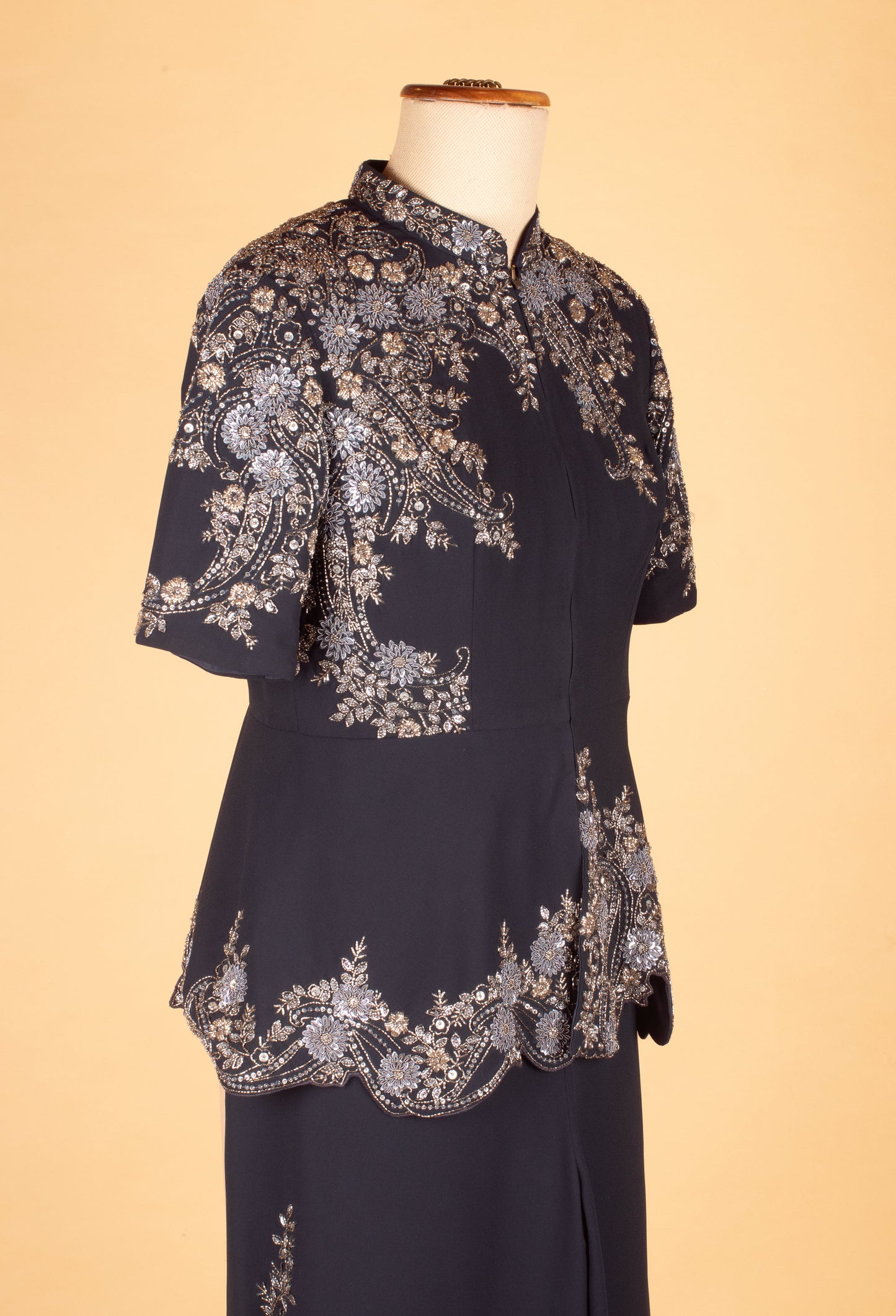 Black Embroidered Straight Cut Top Palazzo Set