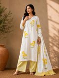 Front view of Yellow Floral Printed Kurta Pant Set with Dupatta for Women by ASMA, Bengaluru