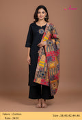 Stylish Black Kurta Set with Multicolor Printed Dupatta