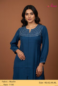 Elegant Teal Blue Embellished Kurta for Women "