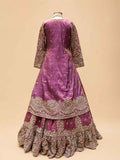 "Dusty Mauve Heavy  Embroidered  Jacket Style  Lehenga Set with  Net Dupatta"