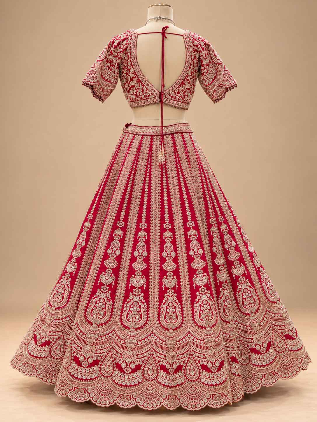 Red Embroidered Bridal Lehenga Set with Matching Dupatta for Women