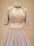 Champagne Grey & Brown embroidered lehenga set – view 6