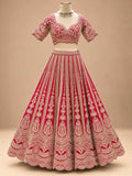 Red Embroidered Bridal Lehenga Set with Matching Dupatta for Women