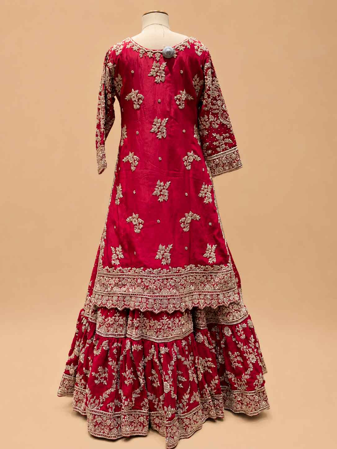 Bridal Red Heavy Embroidered Sharara Suit Set with Net Dupatta