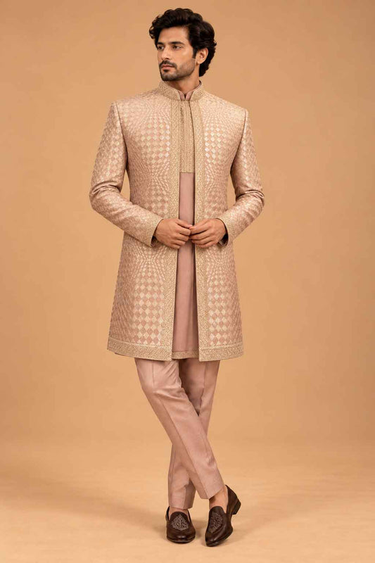 Blush Pink sherwani for men – product view 1
