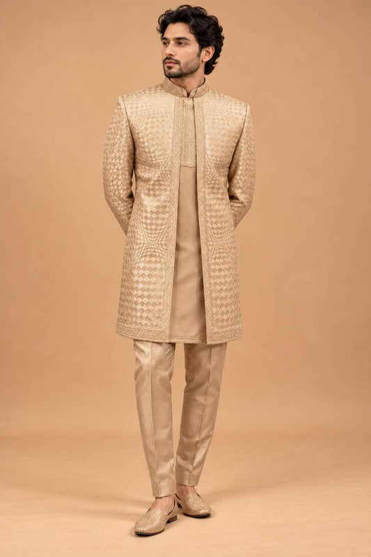 Champagne Gold sherwani for men – product view 1