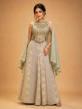 Gold Designer Plazo Set for Women | Embellished Kurta with Flared Plazo & Dupatta