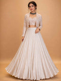 Gold Designer Lehenga Set for Women | Embellished Crop Top with Jacket