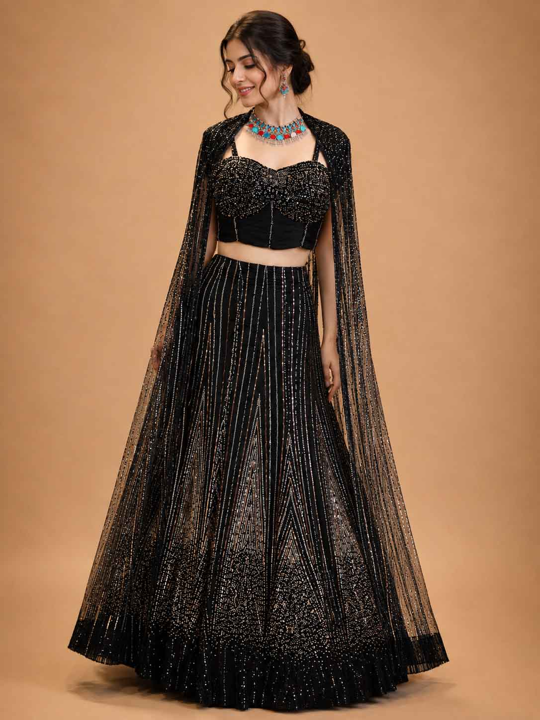 Black Designer Embellished Lehenga Choli for Women | Party & Wedding Wear