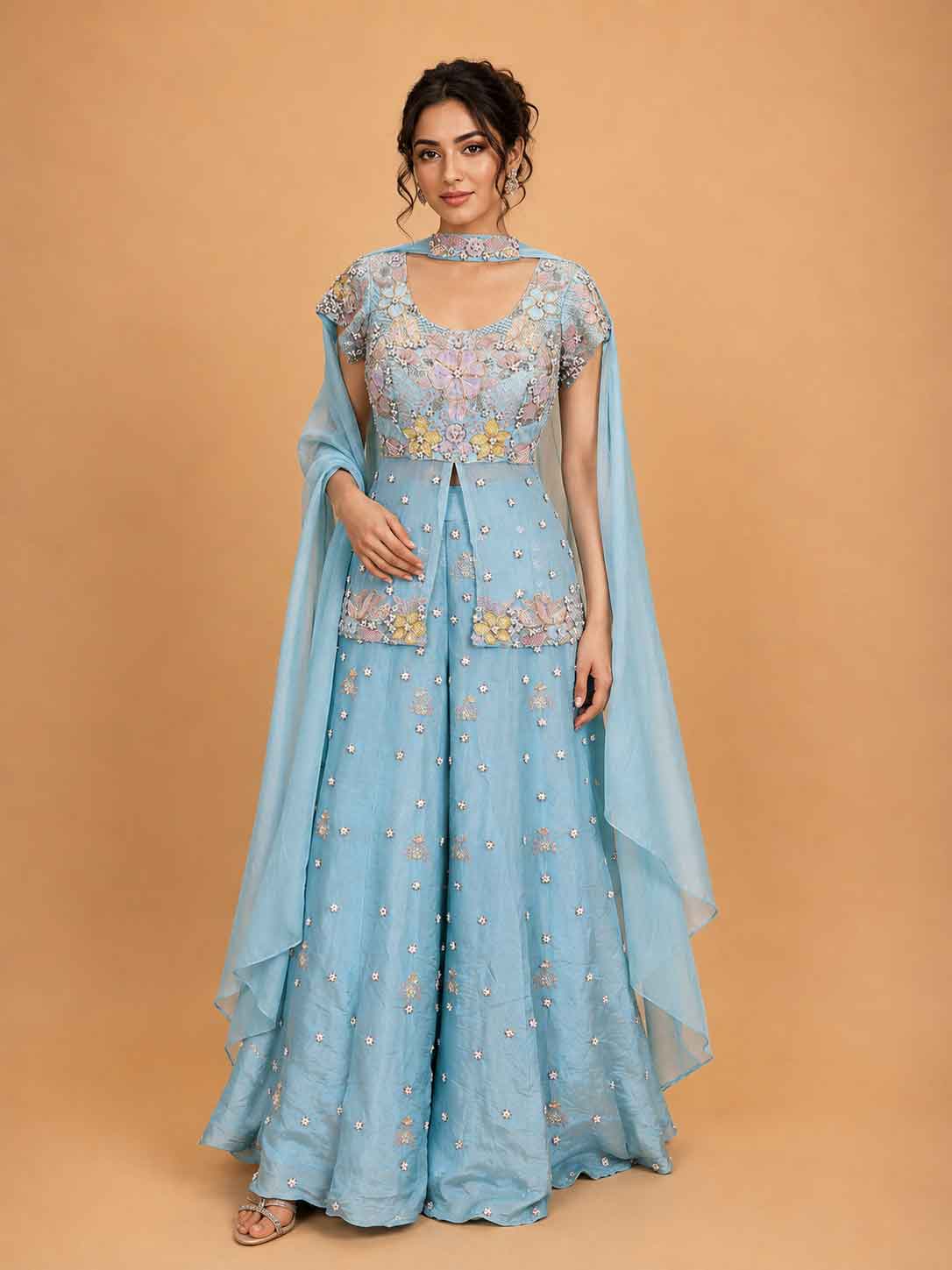 Aqua Blue Embroidered Ethnic Suit Set for Women | Designer Festive Wear