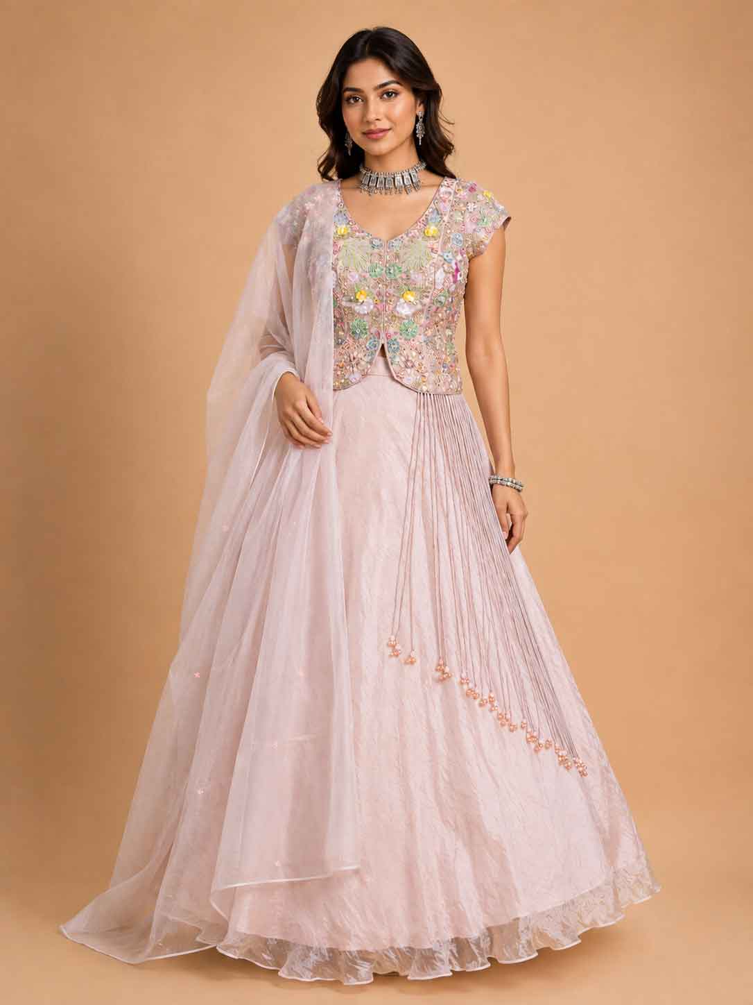 Gold Embroidered Lehenga Set for Women | Designer Festive Wear