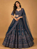 Navy Blue Designer Lehenga Set for Women | Printed Wedding Wear