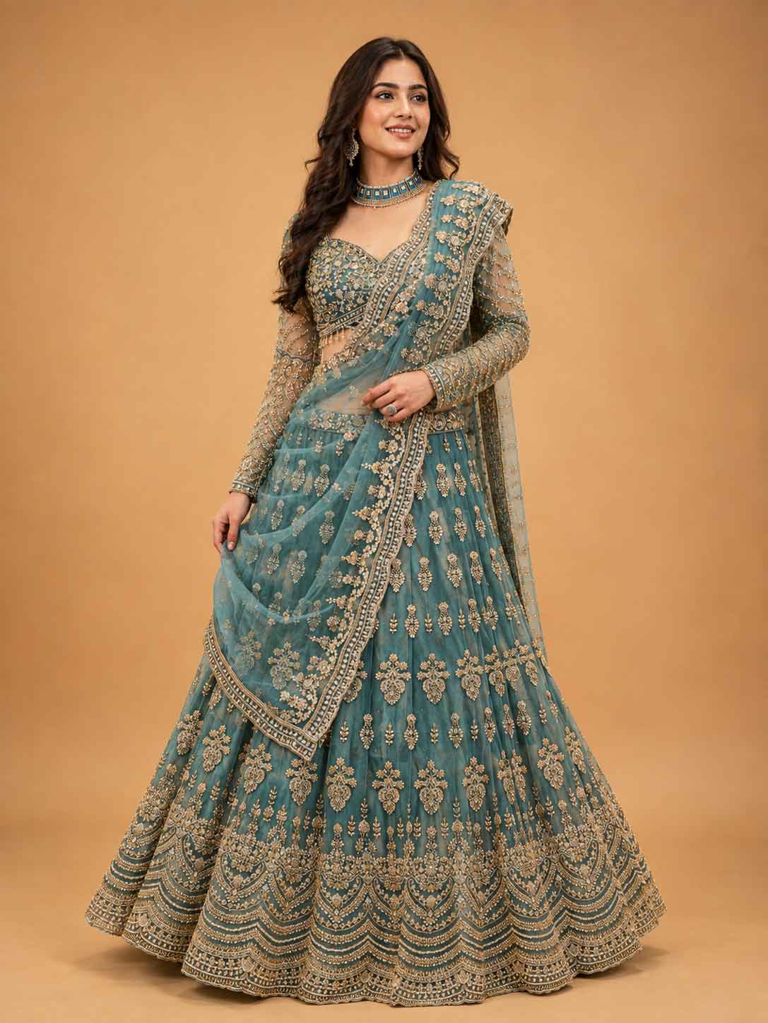 Green Designer Lehenga Choli for Women | Embroidered Wedding Wear