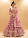 Onion Colour Designer Lehenga Choli for Women | Embroidered Wedding Wear