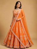 Orange Designer Lehenga Choli for Women | Embroidered Wedding Wear