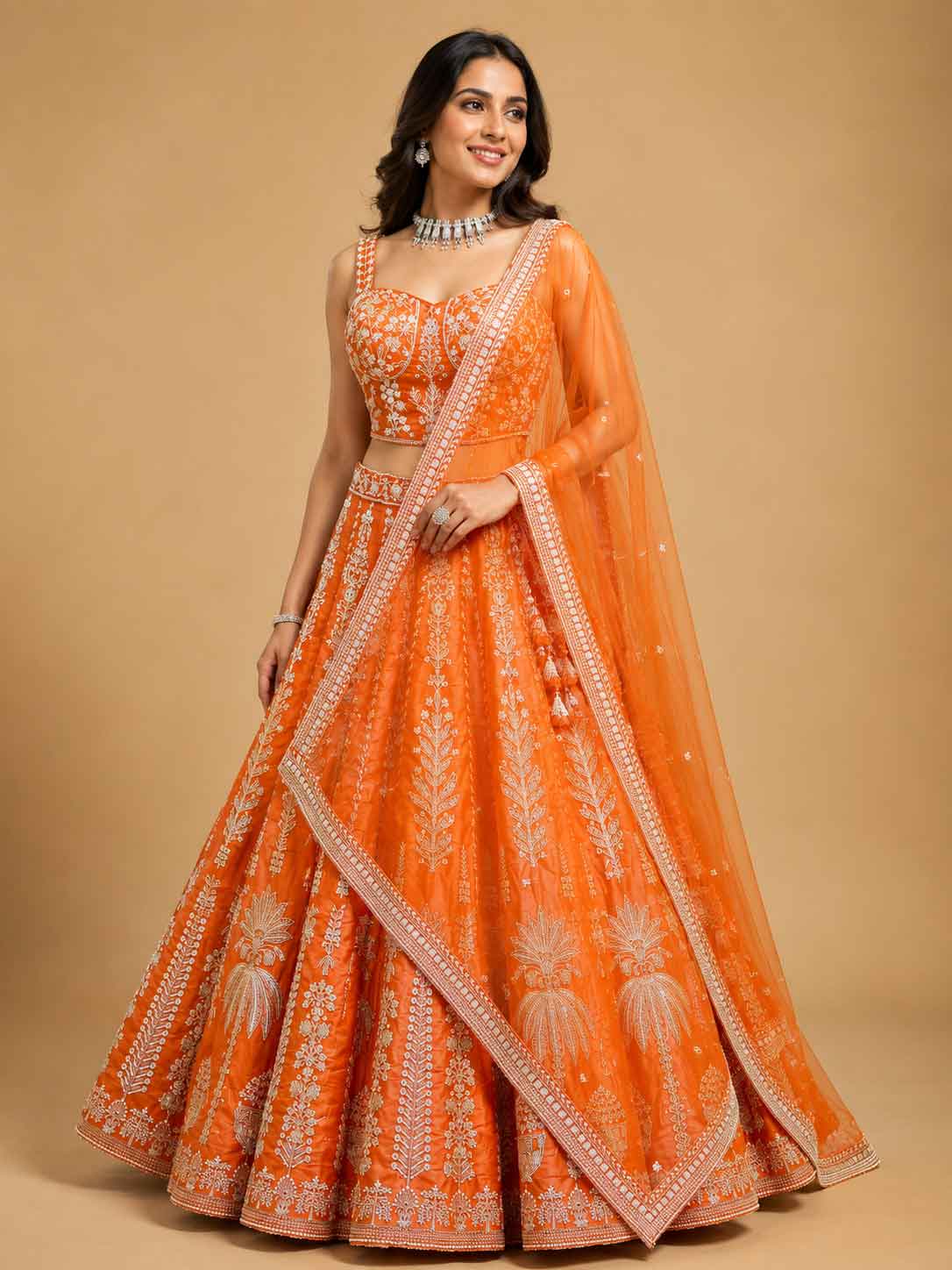 Orange Designer Lehenga Choli for Women | Embroidered Wedding Wear